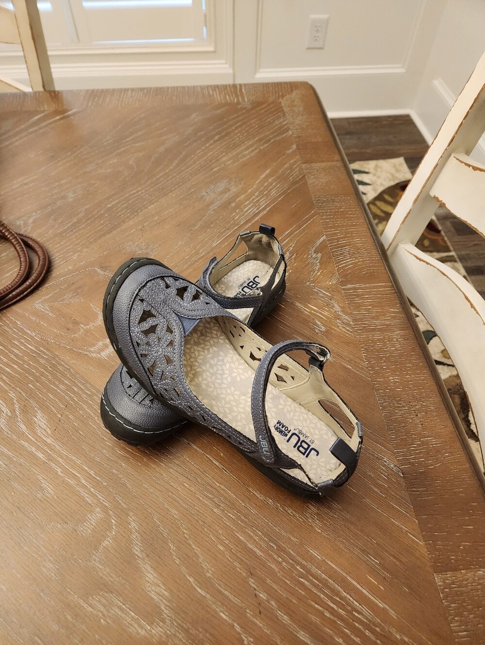 JBU Ladies Navy Blue Mary Jane Sandals with Cutout Detail